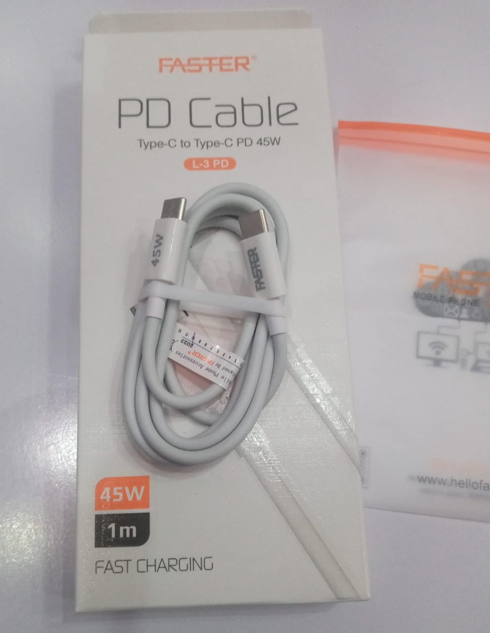 FASTER L1-PD TYPE-C TO TYPE-C 45 WATT FAST CHARGING CABLE