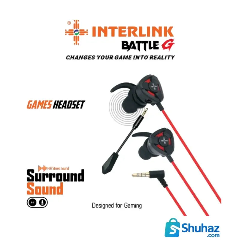 Interlink Wired Gaming Earphones with Detachable HD Mic |