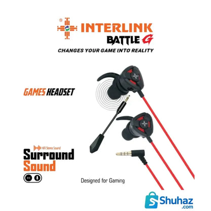 Interlink Wired Gaming Earphones with Detachable HD Mic |