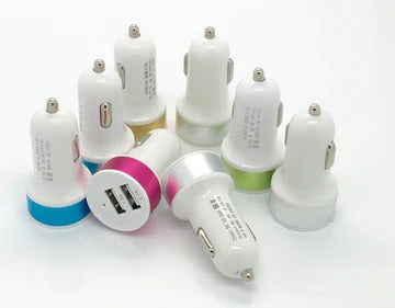 Matte Universal Dual USB 2 Port Colorful Car Charger 2.1A / 1A Auto Power Adapter