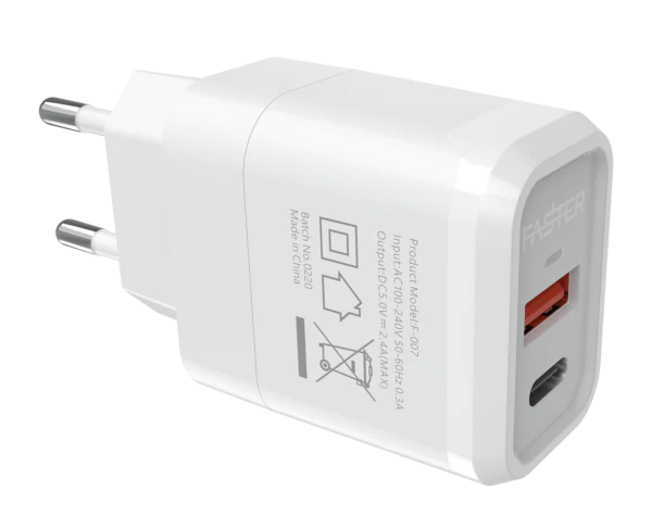 FASTER FAC-950 QC+PD Dual Port Fast Wall Charger 20W