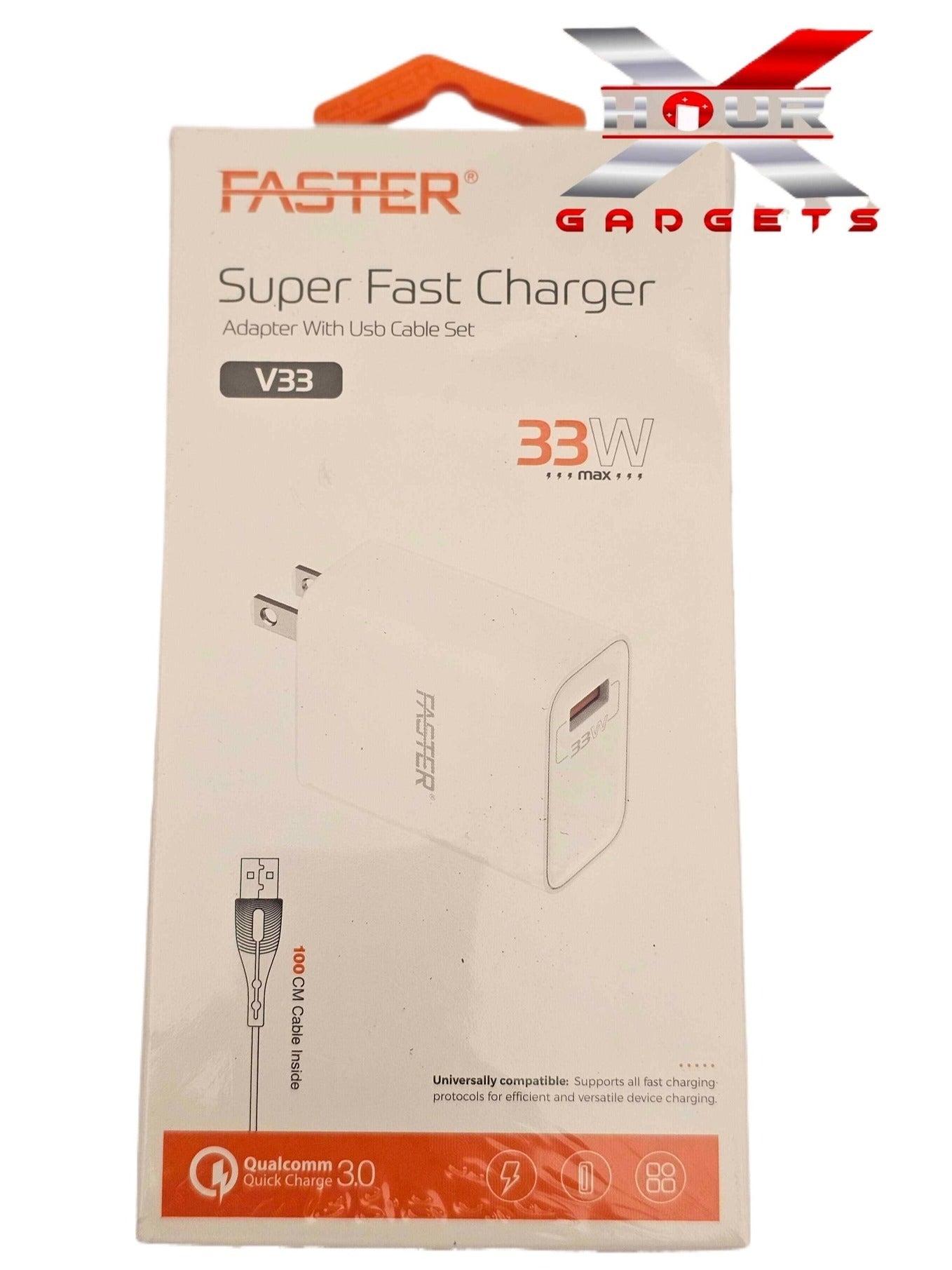 Faster Super Fast Charger Adapter with Cable Set Model V33 3Watt