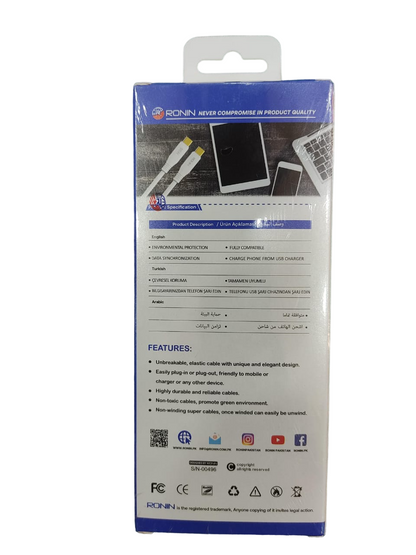 Ronin R-709 | 1 Meter Charging Cable (60w) Type-C To Type-C |