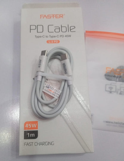 FASTER L1-PD TYPE-C TO TYPE-C 45 WATT FAST CHARGING CABLE