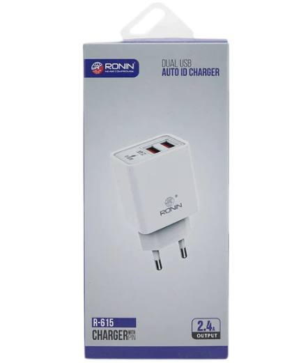Ronin R615 dual USB efficient fast auto id USB to type C charger with 2.4 Ampere charging