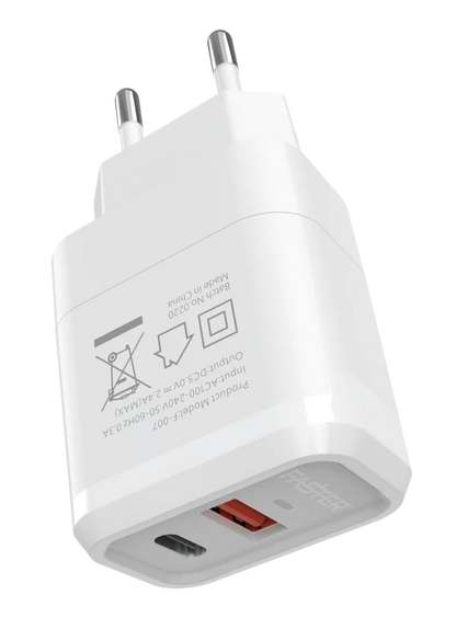 FASTER FAC-950 QC+PD Dual Port Fast Wall Charger 20W